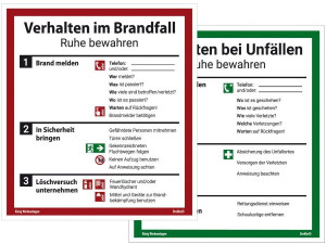 Dreifke&reg; Schild Verhalten im Brandfall/bei Unf&auml;llen als Set | 18x20cm PVC-Auf...