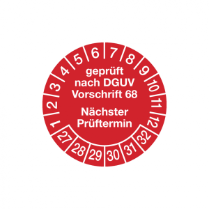 Dreifke&reg; Aufkleber Pr&uuml;fplakette, DGUV Vorschrift 68 N&auml;chster Pr&uuml;ftermin, rot/...