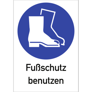 Dreifke&reg; Alu-Schild "Fu&szlig;schutz benutzen", 26,2x37,1cm (BxH), 1 St&uuml;ck, Gebotsz...
