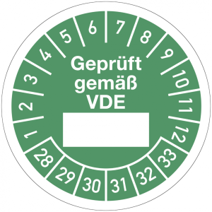 Dreifke&reg; Pr&uuml;fplakette Gepr&uuml;ft gem&auml;&szlig; VDE ___, zum Selbsteintragen der Norm, 20...