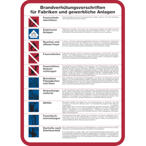 Dreifke&reg; Aushang, Brandverh&uuml;tungsvorschriften f&uuml;r Fabriken und gewerbliche An...