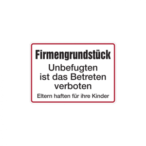 Dreifke&reg; Hinweisschild, Firmengrundst&uuml;ck, Aluminium, 250 x 350 mm, Alu gepr&auml;g...