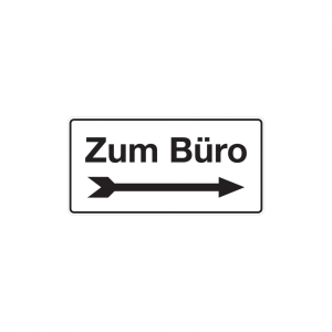 Dreifke&reg; Hinweisschild, Zum B&uuml;ro + Pfeil rechts, 150 x 300 mm, Aluminium, Alu...
