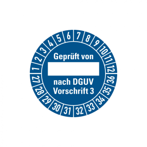 Dreifke&reg; Aufkleber Pr&uuml;fplakette, Gepr&uuml;ft von _____ nach DGUV Vorschrift 3, bl...