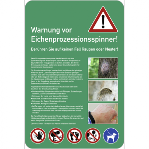Dreifke&reg; Schild Warnung vor Eichenprozessionsspinner! Alu 500 x 750 mm UV-Schutz