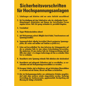 Dreifke&reg; Aushang, Sicherheitsvorschriften f&uuml;r Hochspannungsanlagen | PVC | 20...