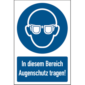 Dreifke&reg; Kombi-Gebotsschild, In diesem Bereich Augenschutz - 200x300 mm Folie...