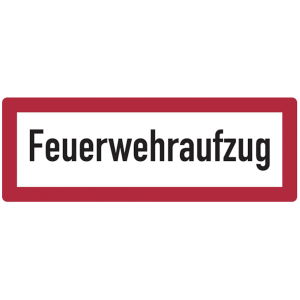 Dreifke&reg; Aufkleber Feuerwehrschild, Feuerwehraufzug - DIN 4066 | 297x105 mm, ...