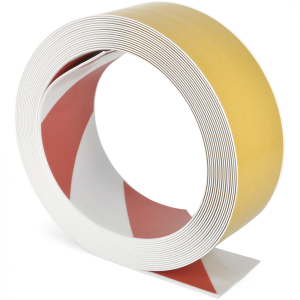 Bodenmarkierungsband WT-500 mit abgeschr&auml;gten Kanten, PVC, Rot/Wei&szlig;,75 mm x 10 m