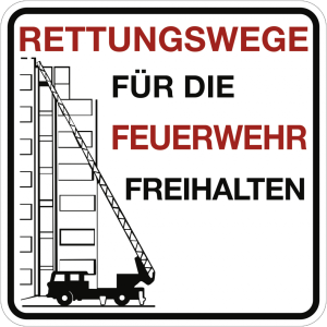 Dreifke&reg; Schild Rettungswege f&uuml;r die Feuerwehr freihalten, Alu, reflektierend...