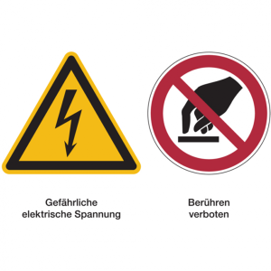 Dreifke&reg; Aufkleber | Produktsicherheitsschild, Elektrische Spannung / B - 210...