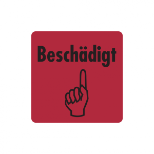 Dreifke&reg; Papieretikett, Besch&auml;digt, 40 x 40 mm - auf Rolle, Papier selbstkleb...