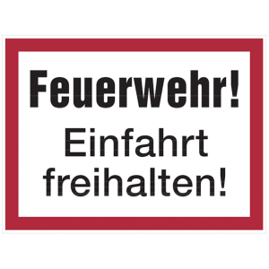 Dreifke&reg; Feuerwehrschild, Feuerwehr! Einfahrt freihalten! - angelehnt an DIN ...