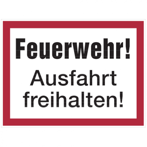 Dreifke&reg; Feuerwehrschild, Feuerwehr! Ausfahrt freihalten! - angelehnt an DIN ...