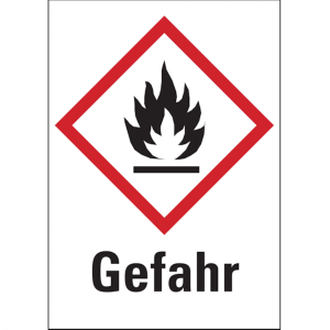 Dreifke&reg; Gefahrstoffetiketten - Flamme (GHS02) Signalwort " - 52x74 mm Folie ...