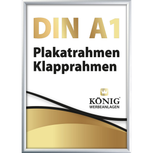 Dreifke&reg; Plakatrahmen DIN A1 | 25mm Alu Profil, eckig | silber | Bilderrahmen...