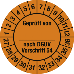 Dreifke&reg; Pr&uuml;fplakette Gepr....DGUV Vorschrift54,2027-2036,Dokumentenfolie,&Oslash;30...