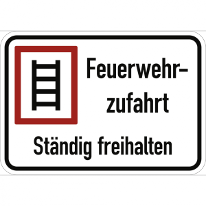 Dreifke&reg; Schild Feuerwehrzufahrt St&auml;ndig freihalten, Alu, 500x350 mm