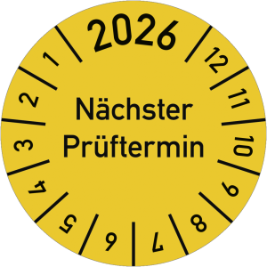 Dreifke&reg; Pr&uuml;fplakette 2026 N&auml;chster Pr&uuml;ftermin, Dokumentenfolie, &Oslash; 30 mm, 10 ...