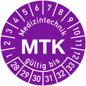 Dreifke&reg; Pr&uuml;fplakette Medizintechnik MTK g&uuml;ltig bis 2028-2033, Polyesterfolie...