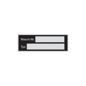 Dreifke&reg; Typenschild, Maschinennummer &amp; Typ, 26 x 74 mm, Aluminium eloxiert -...