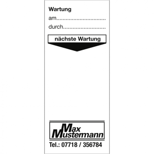 Dreifke&reg; Aufkleber Grundplakette mit Text/Logo schwarz nach Wunsch, Folie, 40...