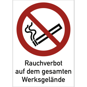 Dreifke&reg; Rauchverbot Werksgel&auml;nde ISO 7010, Kombischild, Alu, 210x297 mm