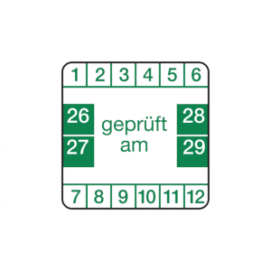 Dreifke&reg; Aufkleber Pr&uuml;fplakette, "gepr&uuml;ft am", gr&uuml;n/wei&szlig;, Folie, 30x30 mm - B...