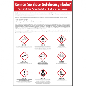 Dreifke&reg; Aushang, Gef&auml;hrliche Arbeitsstoffe - Sicherer Umgang - GHS Symbole |...