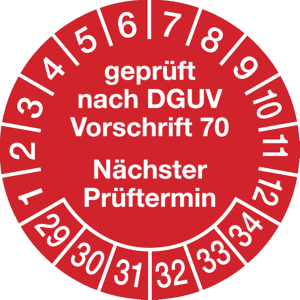 Dreifke&reg; Pr&uuml;fplakette gepr&uuml;ft nach DGUV Vorschrift 70 n&auml;chster P - 30 mm Foli...
