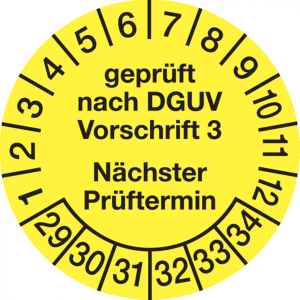 Dreifke&reg; Pr&uuml;fplakette nach DGUV Vorschrift 3 N&auml;chster Pr&uuml;ftermin - 20 mm Foli...