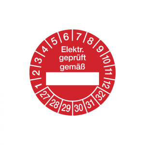 Dreifke&reg; Aufkleber Pr&uuml;fplakette, Elektr. gepr&uuml;ft gem&auml;&szlig; (Freifeld), rot/wei&szlig;, ...