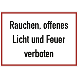Dreifke&reg; Schild Rauchen, offenes Licht und Feuer verboten, Alu, 350x250 mm