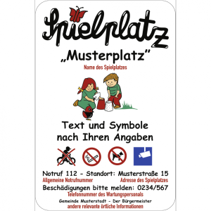 Dreifke&reg; Spielplatzschild Sonderanfertigung, Alu, 400x600 mm