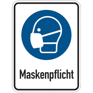 Dreifke&reg; Alu-Verbund-Schild "Maske benutzen", 40x30cm (BxH), 1 St&uuml;ck, Gebotsz...