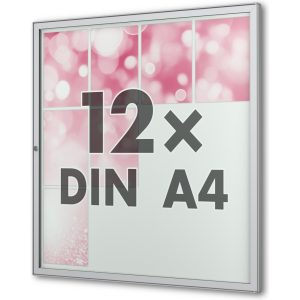 Flacher Wand-Schaukasten TESUS 30 E von 1x bis 12x DIN A4, 30mm Tiefe 12 × DIN A4 Hochformat