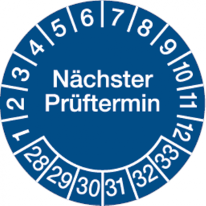 Dreifke&reg; Pr&uuml;fplakette N&auml;chster Pr&uuml;ftermin ab 28 blau/wei&szlig; - 30 mm Folie selbs...