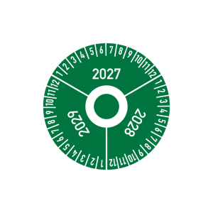 Dreifke&reg; Drei-Jahres-Pr&uuml;fplakette, Jahresfarben, Folie, &Oslash; 30 mm - Bogen = 10 ...