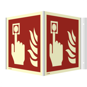 Dreifke&reg; Winkelschild Brandmelder ISO 7010, Kunststoff, nachleucht., 160-mcd,...