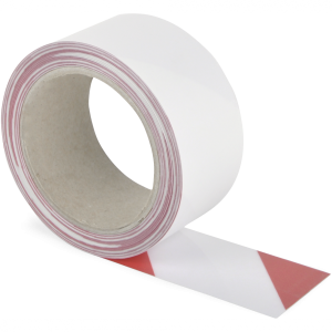 Schmutzresistentes Bodenmarkierungsband WT-5229,Polyester,rot/wei&szlig;, 50 mm x 15 m