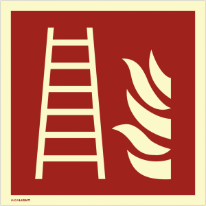 Dreifke&reg; Schild Feuerleiter ISO 7010, Kunststoff, langnachleuchtend, 160-mcd,...