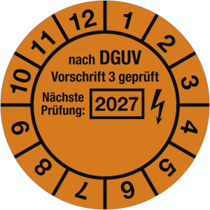 Dreifke&reg; Pr&uuml;fplakette nach DGUV,N&auml;chste Pr&uuml;fung, 2027, Folie, &Oslash; 30 mm, 10 St&uuml;...