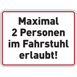 Dreifke&reg; Aufkleber Hinweisschild, Maximal 2 Personen im Fahrstuhl erlaubt!, F...