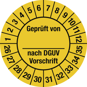 Dreifke&reg; Pr&uuml;fplakette Gepr&uuml;ft...DGUV Vorschrift,2026-2035,Dokumentenfolie,&Oslash;25...