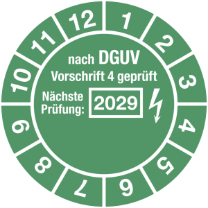 Dreifke&reg; Pr&uuml;fplakette nach DGUV Vorschrift 4, N&auml;chste Pr&uuml;fung, 2029, Folie, &Oslash;...