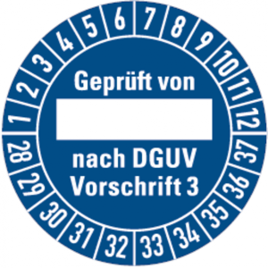 Dreifke&reg; Pr&uuml;fplakette Gepr&uuml;ft von, nach DGUV Vorschrif - 30 mm Dokumentenfoli...