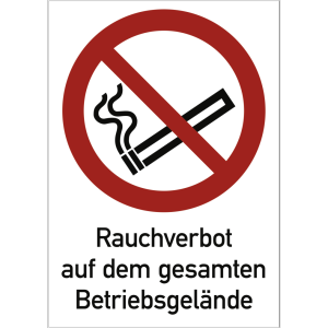 Dreifke&reg; Rauchverbot auf dem gesamten Betriebsgel&auml;nde ISO 7010,Kombischild,Al...