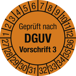 Dreifke&reg; Pr&uuml;fplakette Gepr. n. DGUV Vorsch.3, 2027-2036,Dokumentenfolie, &Oslash; 20...