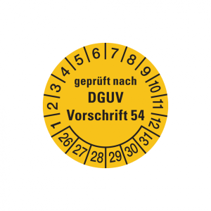 Dreifke&reg; Aufkleber Pr&uuml;fplakette, gepr&uuml;ft nach DGUV Vorschrift 54, gelb/schwar...