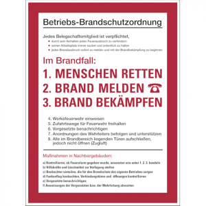 Dreifke&reg; Aushang, Betriebs - Brandschutzordnung | Alu gepr&auml;gt | 300x400 mm, 1...